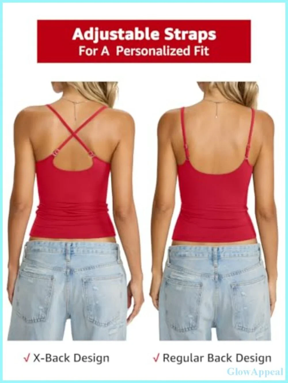 Double Lined Camisole Tank Top Backless Spaghetti Strap Scoop Neck Slim Fitted